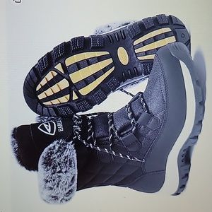 Earlde snow boots waterproof laceup mid calf Rubber sole deep tread Black 9 NEW…